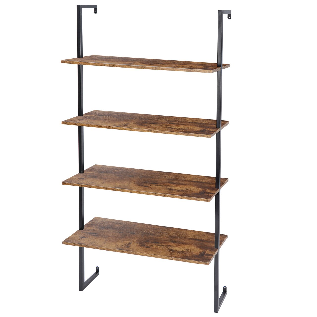 4 Tiers Industrial Wall Mount Iron Pipe Shelving Bookcase Storage .